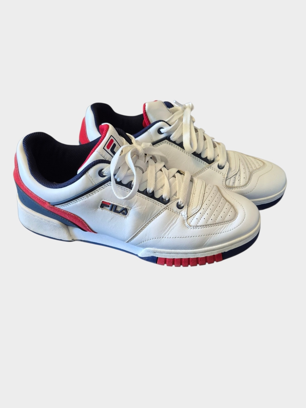 🇮🇹 Fila Targa Men's White Sneakers with Red & Navy Detailing. Made In Italy